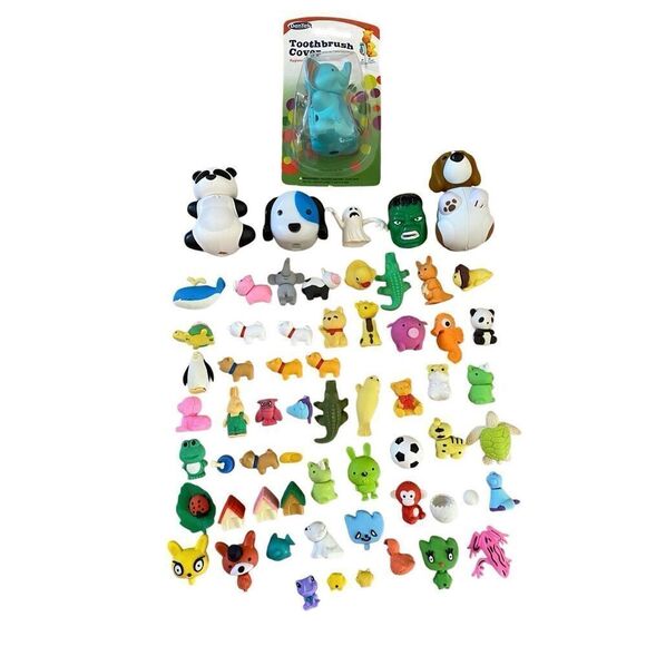 Lot Of Mini Animal Ornaments Figures Toys Toothbrush Holders - Picture 1 of 5